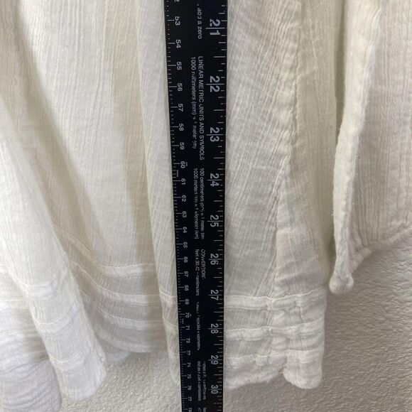 Free People Shirt Womens Large cream Boho Peasant Tunic Embroidered Beaded - Picture 9 of 16